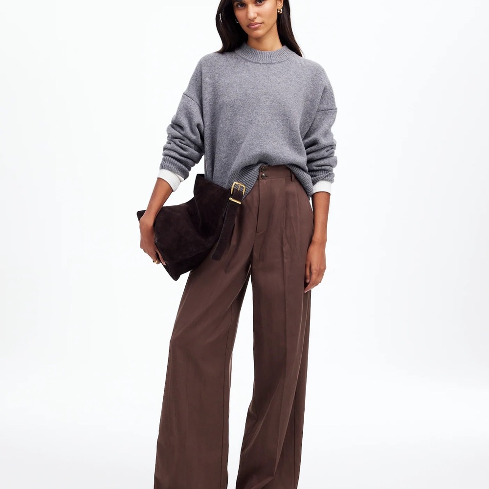 Madewell The Harlow Wide-Leg Pant in Drapey Twill W size 10 Brown